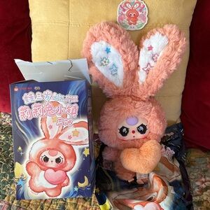 Baby Three Lily Rabbit Town V3 Plush Pendant - Special Eyes -Authentic -Peach